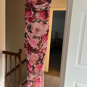 Lightly Worn Express Floral Pink Dress, Size S.